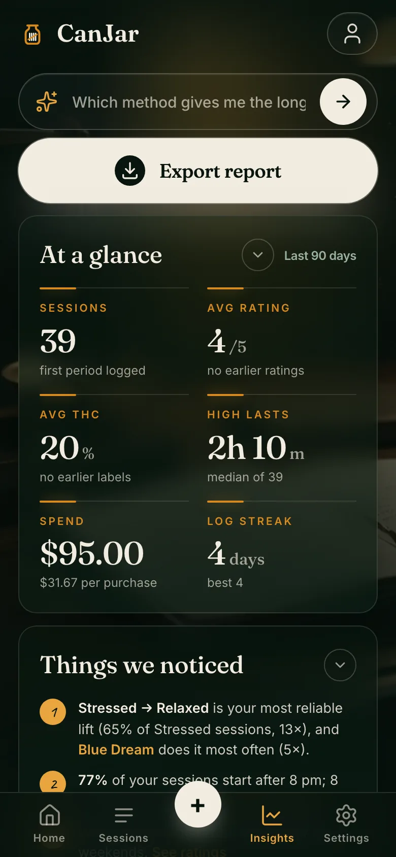 Insights on a phone: at a glance stats and the things we noticed